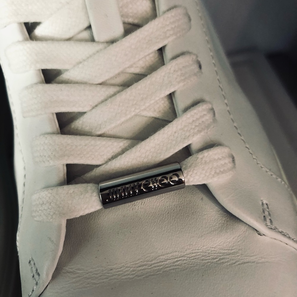 Jimmy Choo Rome Leather Sneakers Glitter -  Size 39.5 - Picture 4 of 9